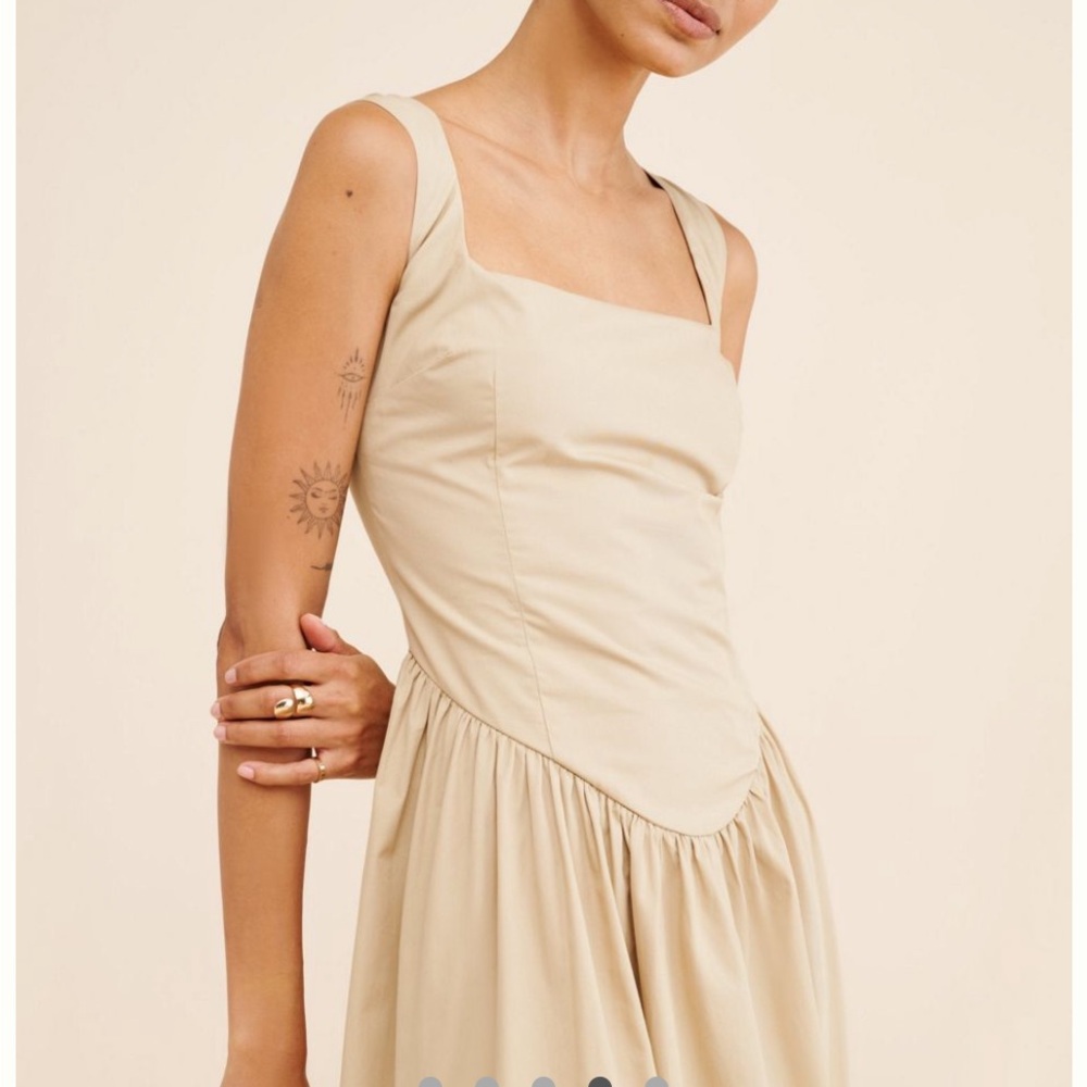 Anthropologie Cream Square-Neck Midi Dress - Picture 4 of 4